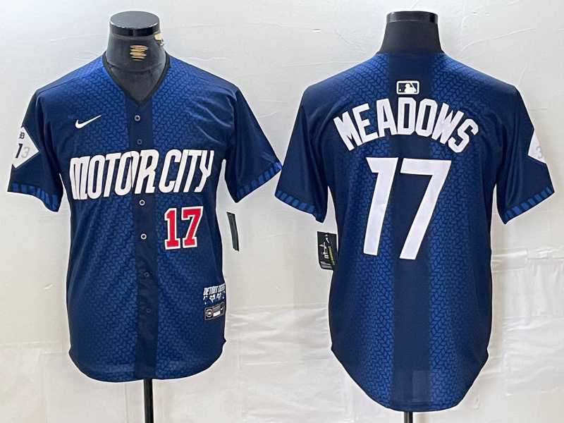 Men%27s Detroit Tigers #17 Parker Meadows Number Navy 2024 City Connect Cool Base Limited Stitched Jersey->detroit tigers->MLB Jersey